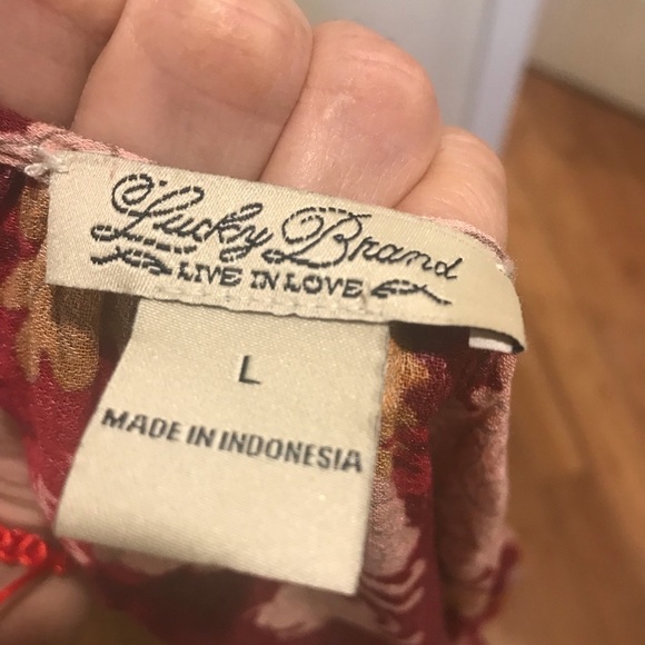 Lucky Brand red boho peasant  Sz L - Picture 7 of 8